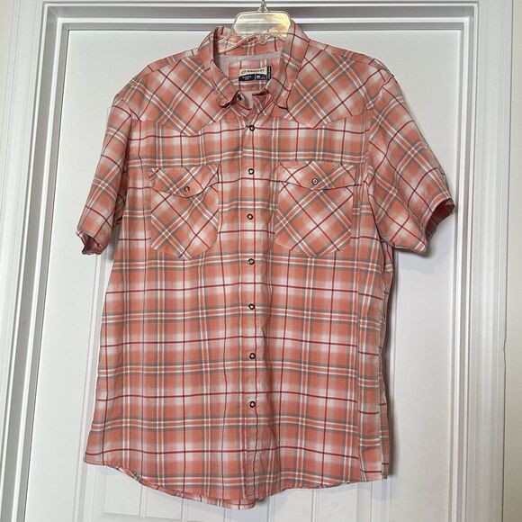 Magellan Outdoor Shirt Men’s 2XL Orange Plaid Classic Fit Vented Fishing - Picture 2 of 8